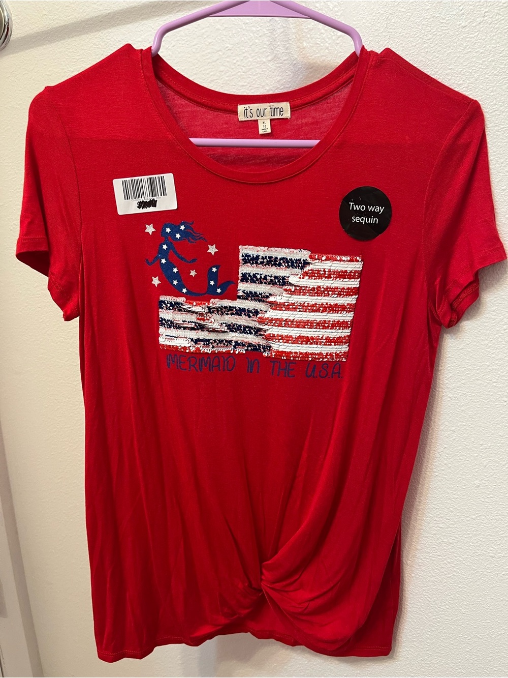 GIRL/Youth Red mermaid/flag tees